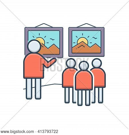 Color Illustration Icon For Art Museum Guide Toddler  Impression Museum-docent