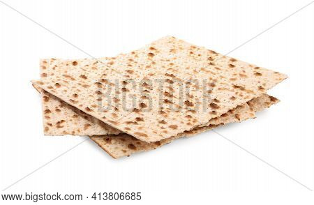 Passover Matzos Isolated On White. Pesach Celebration