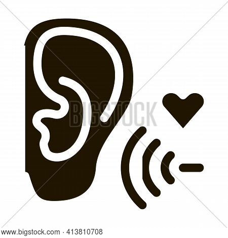 Pleasant Sound For Ear Glyph Icon Vector. Pleasant Sound For Ear Sign. Isolated Symbol Illustration