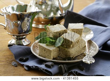 Traditional oriental dessert of sunflower seeds - halva
