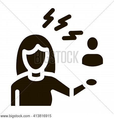 Female Discussion And Conviction Glyph Icon Vector. Female Discussion And Conviction Sign. Isolated 