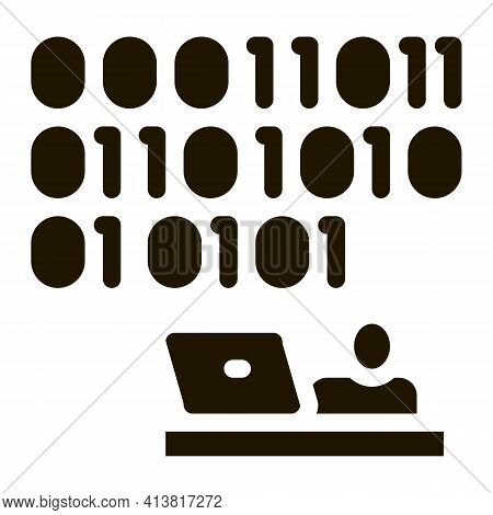 People Come Up With Binary Code Glyph Icon Vector. People Come Up With Binary Code Sign. Isolated Sy