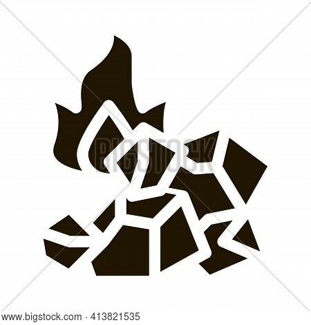 Charcoal For Fire Glyph Icon Vector. Charcoal For Fire Sign. Isolated Symbol Illustration