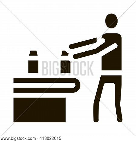 Farm Milk Convector Worker Glyph Icon Vector. Farm Milk Convector Worker Sign. Isolated Symbol Illus