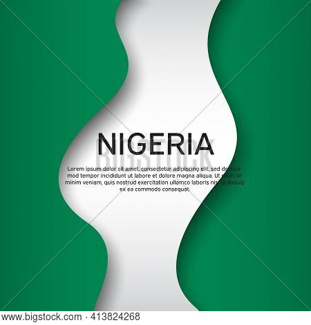 Abstract Waving Nigeria Flag. Creative Background In Nigeria Flag Colors For Holiday Card Design. Na