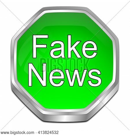 Fake News Button Green - 3d Illustration