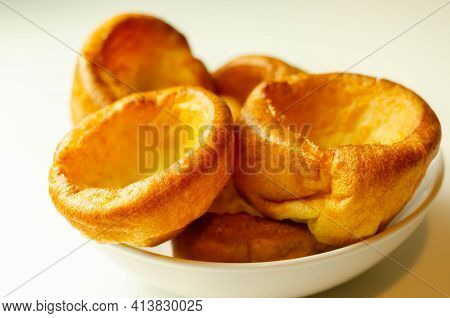 Traditional English Yorkshire Pudding, Wonderfully Crisp And Golden Baked For A Traditional Recipe, 