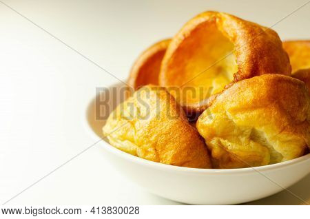 Traditional English Yorkshire Pudding, Wonderfully Crisp And Golden Baked For A Traditional Recipe, 