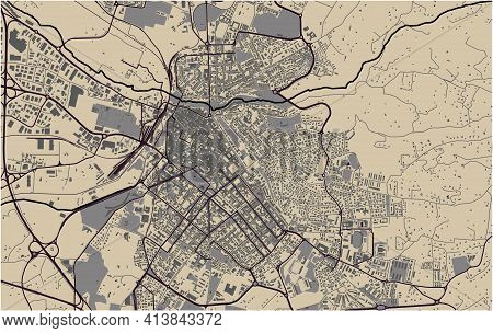 Map Of The City Of Sassari, Italy