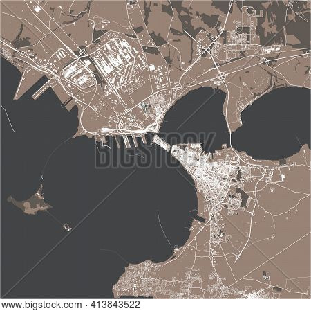 Map Of The City Of Taranto, Italy