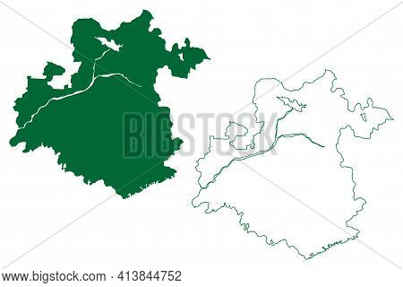 Chhota Udaipur District (gujarat State, Republic Of India) Map Vector Illustration, Scribble Sketch 