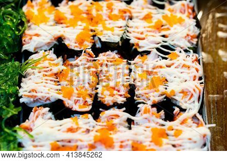 Suchi For Sell In The Supermarket, Suchi Is Japanese National Food Popular Throughout The World
