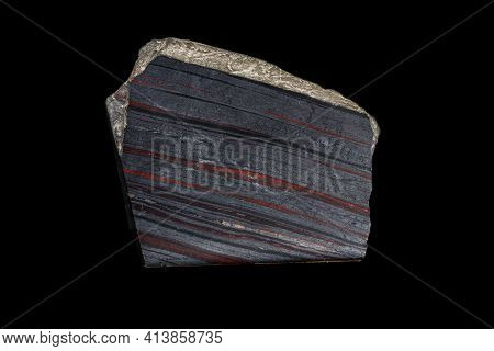 Macro Stone Jespilit On A Black Background Close Up