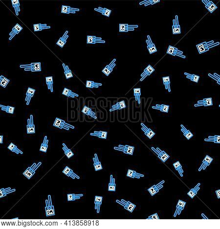Line Temperature And Humidity Sensor Icon Isolated Seamless Pattern On Black Background. Vector