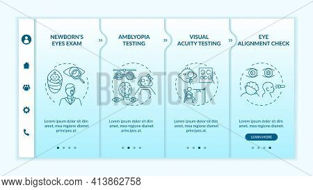 Eye Screening For Children Onboarding Vector Template. Visual Acuity Testing. Eye Alignment Check. R