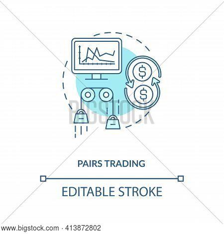 Pairs Trading Concept Icon. Stock Trading Strategy Idea Thin Line Illustration. Market Timing. Stock