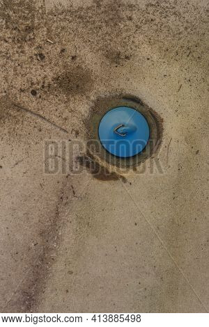 Street Lighting. The Old Cast-iron Tub Is All Ruined And Covered In Rust. Enamel Peeled Off