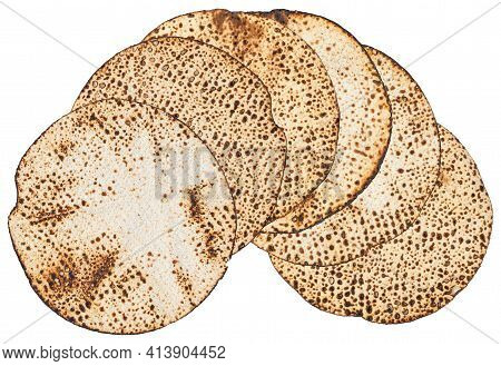 Matzah Shmurah. Jewish Traditional Passover Bread. Pesach Celebration Symbol. Close-up