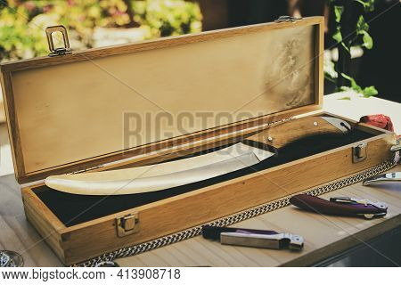 Sablaje Briefcase, Which Contains The Saber With Which To Remove The Cork To The Bottles Of Wine And