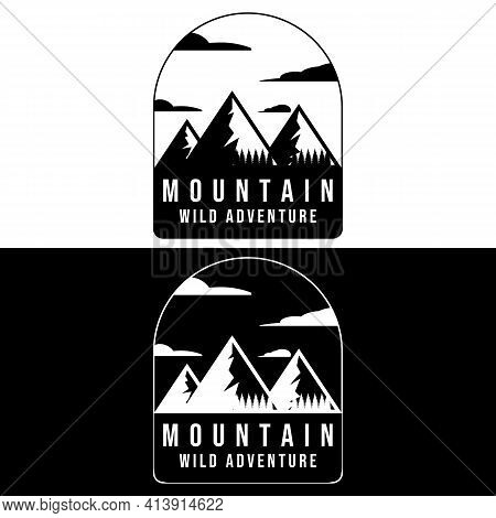 Mountain Pine Tree Logo Vector Illustration Design, Option Logo Vintage