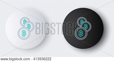 Line Cryptocurrency Coin Bitcoin Icon Isolated On Grey Background. Physical Bit Coin. Blockchain Bas