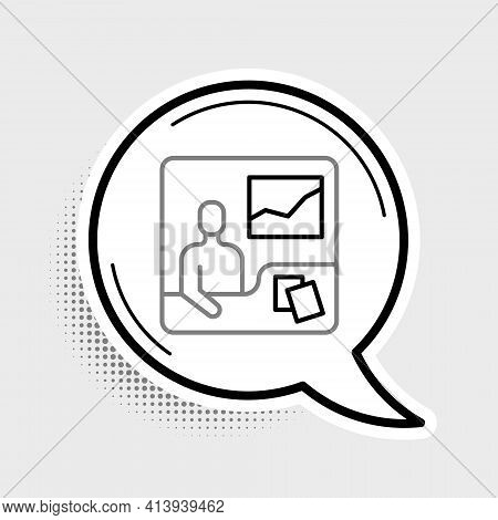 Line Trading Courses Icon Isolated On Grey Background. Distance Learning Finance Management, Buying 