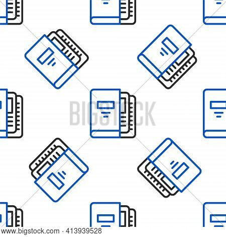Line Office Folders With Papers And Documents Icon Isolated Seamless Pattern On White Background. Of