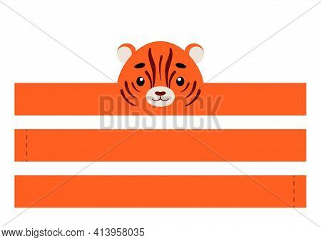 Printable Tiger Paper Crown. Party Headband Die Cut Template For Birthday, Christmas, Baby Shower. F