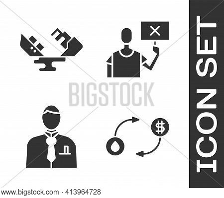 Set Oil Exchange, Wrecked Oil Tanker Ship, Businessman Or Stock Market Trader And Nature Saving Prot