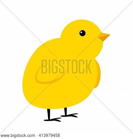 Little Yelllow Chicken Simple Icon. Vector Illustration