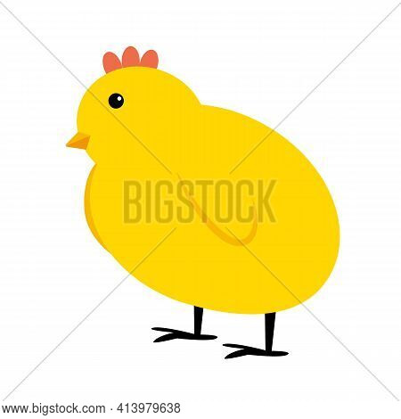 Little Yelllow Chicken Simple Icon. Vector Illustration