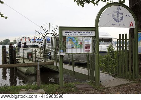 Mantova (mn), Italy - June 10, 2017: The Harbor Near Po River, Mantova, Lombardy, Italy