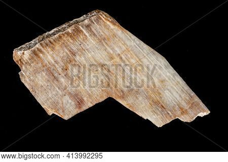 Macro Of A Stone Mineral Moonstone On A Black Background Close Up
