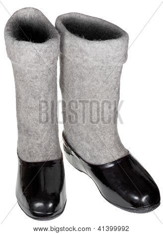 Filcowe buty w czarne gumowe Galosh