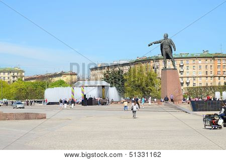Moscow Square In Petersburg, Russia.
