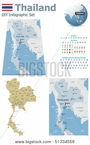 Thailand maps with markers