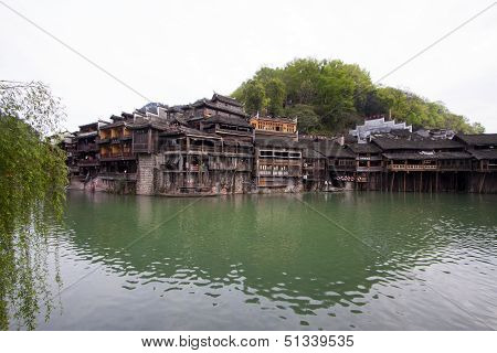 Tuojiang River Both Banks Scenery In Phoenix County, China