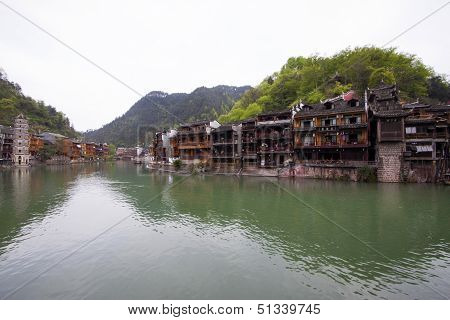Tuojiang River Both Banks Scenery In Phoenix County, China