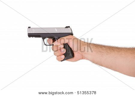 Shooting Style With Gun From Inside Of An Arm