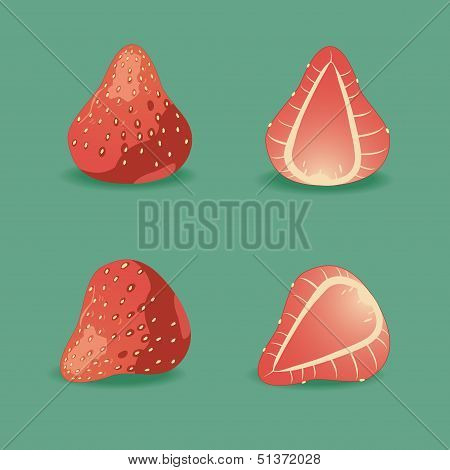 Juicy Strawberry On Green.