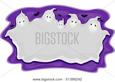 Halloween Illustration of a Frame Featuring Ghosts Huddled Together