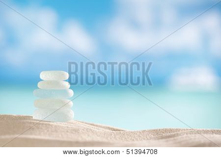 sea glass seaglass with ocean , beach and seascape, shallow dof