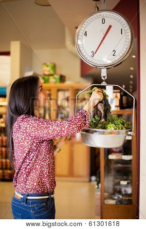 Weighing some vegetables