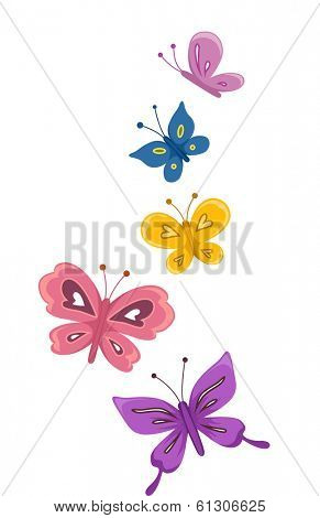 Illustration Featuring Colorful Butterflies Fluttering Around