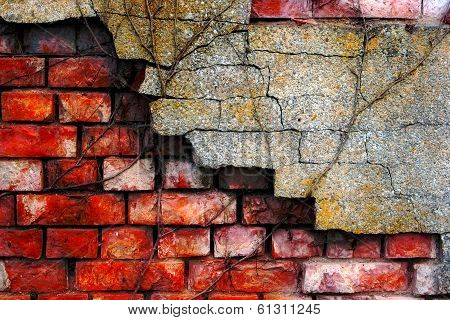 Old Plaster On  Brick Wall