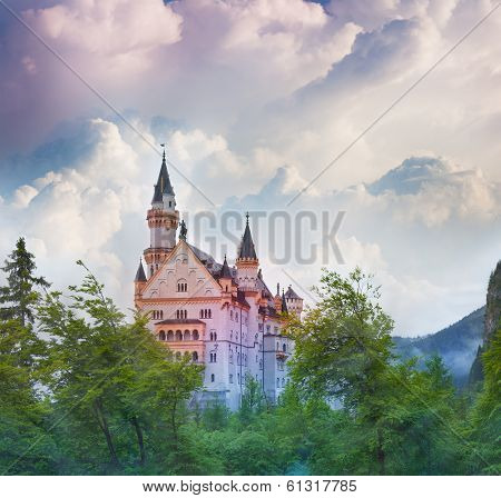 Neuschwanstein In The Morning Fog