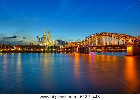 View on Cologne at night