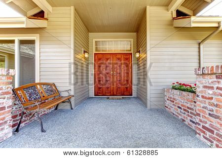 Entrance Porch With Antique Bench