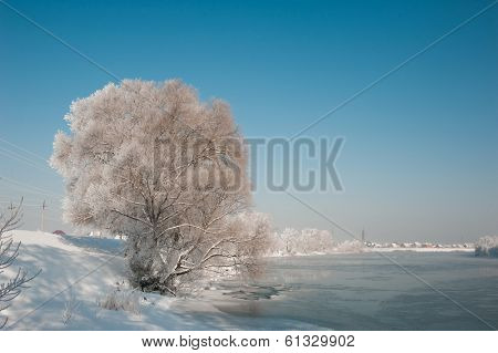 The freezing river in russia