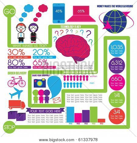 Online shopping infographic template